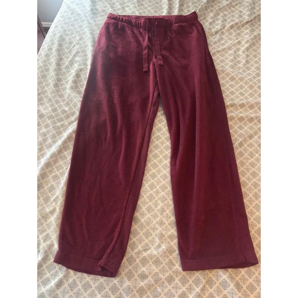 Fruit of the Loom Men’s Fleece Pajama Pants L 36-38 Burgundy Lounge Sleepwear